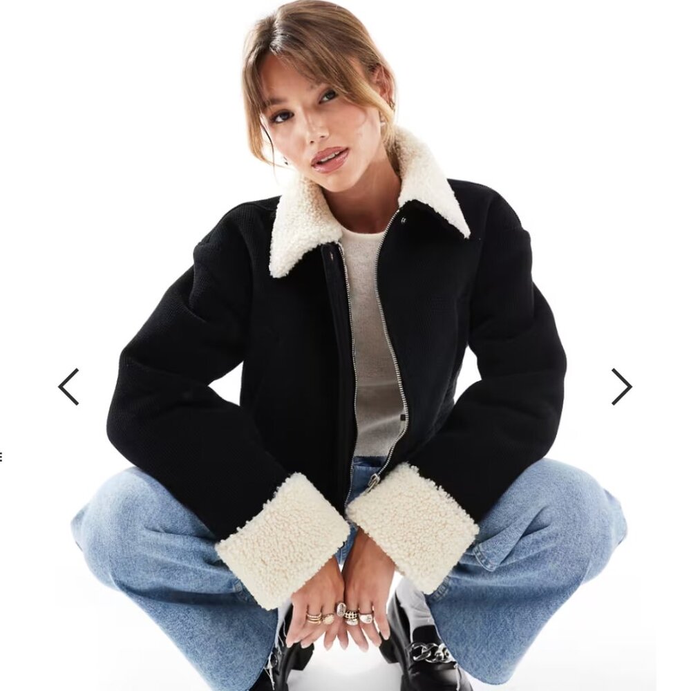 ASOS DESIGN Cord Bonded Jacket with Shearling Collar (NWT)